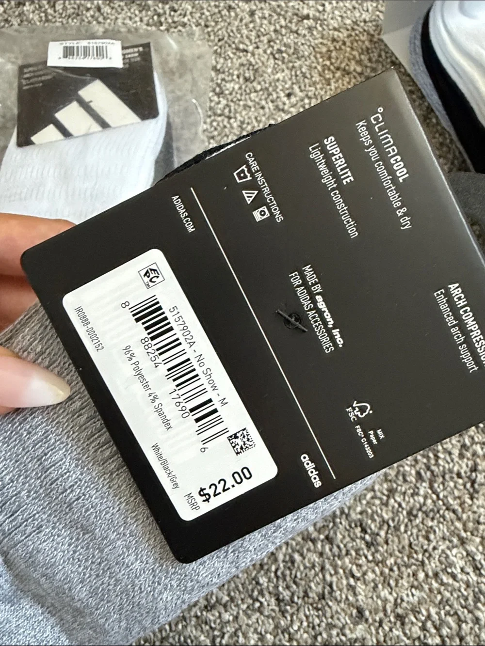 Adidas Women’s 6-Pack Low-Cut Athletic Socks - White/Gray/Black Lot of 18 socks